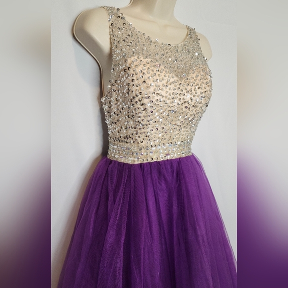🔥Purple Tulle Gown with Beaded Bodice - Picture 3 of 9
